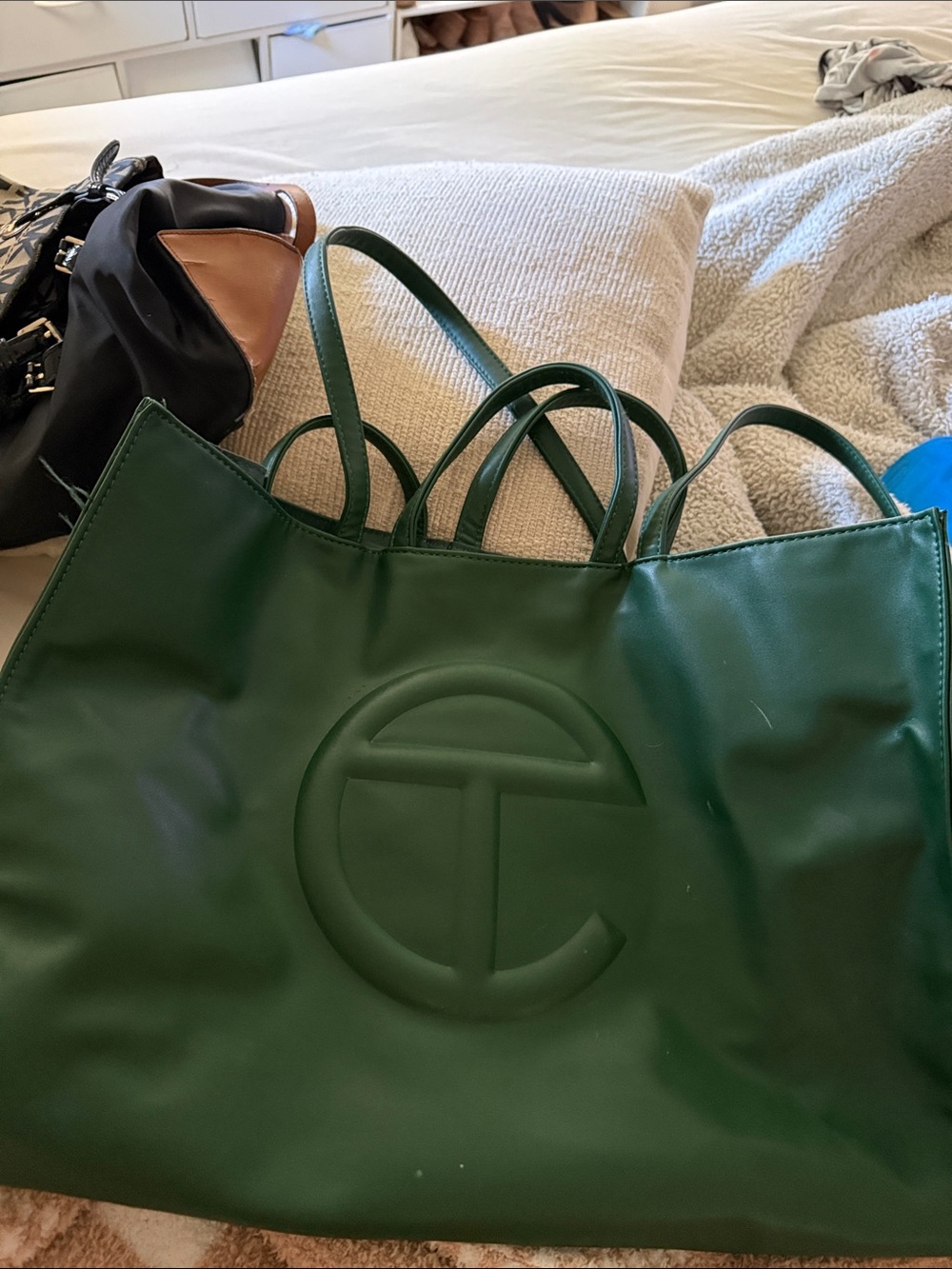 Telfar Forest Green Embossed Logo Tote